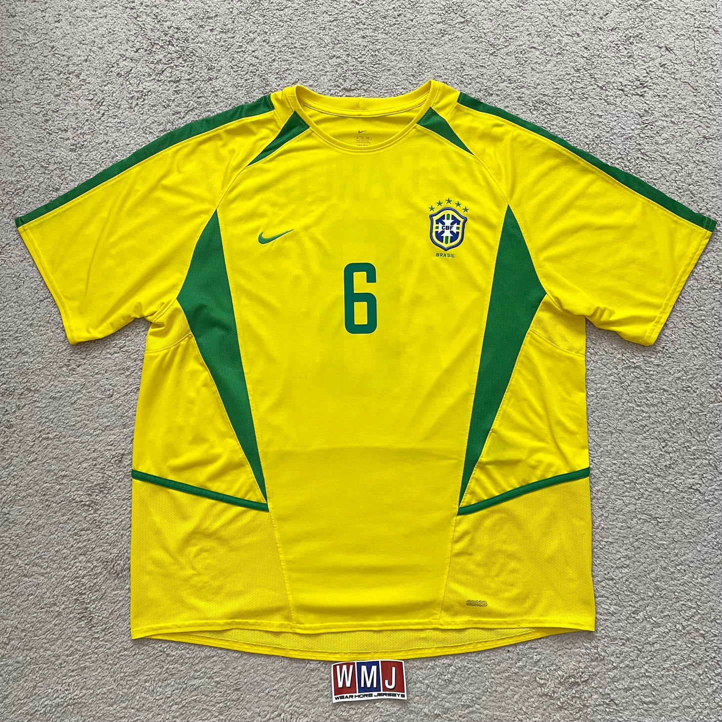 Brazil 2002 World Cup home x Roberto Carlos #6 (XL)
