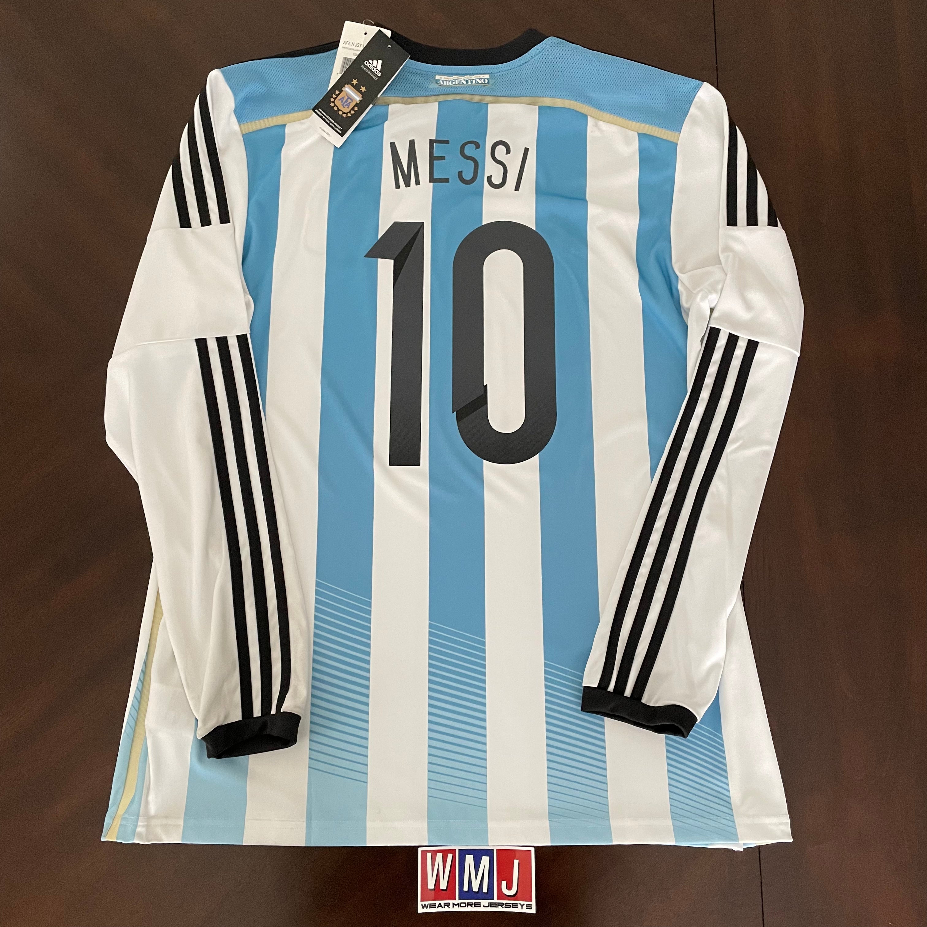 Adidas Argentina Away 2014 World Cup Final v Germany #10 MESSI Soccer Jersey