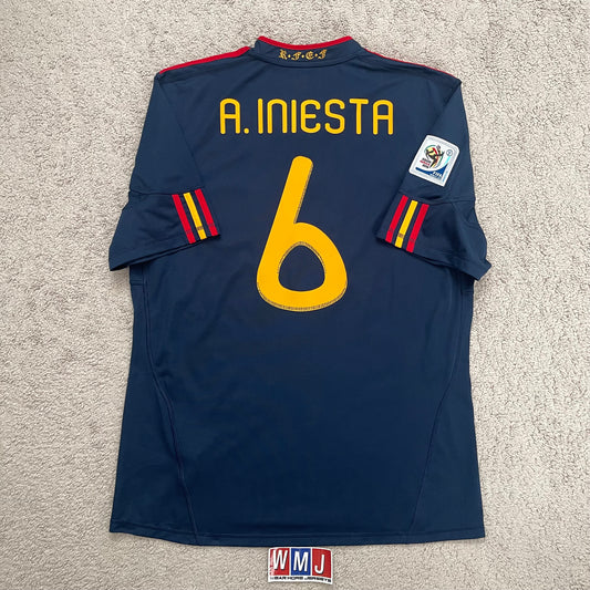 Spain 2010 World Cup away x Andres Iniesta #6 (L)