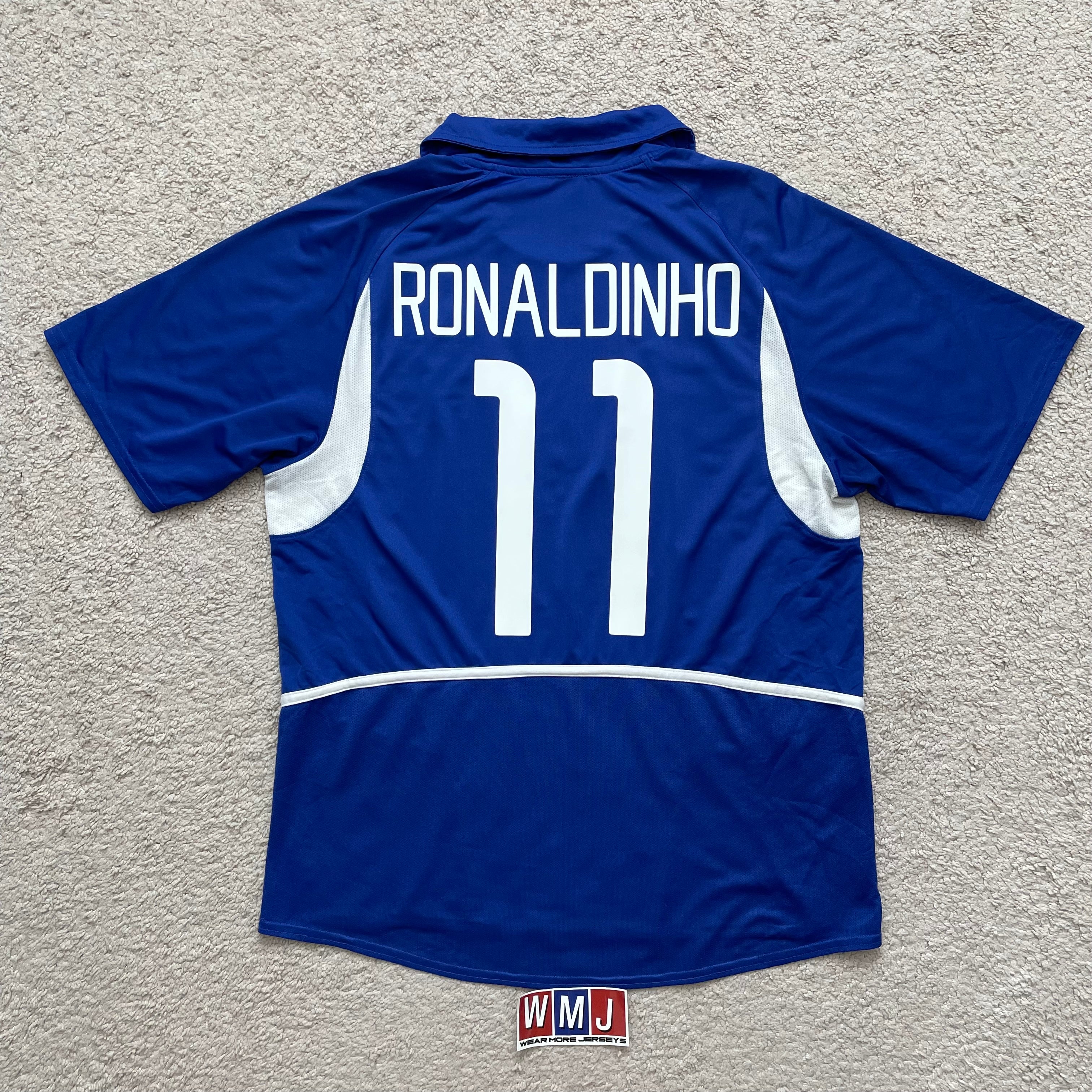 Ronaldinho 2002 W-Cup ブラジル代表ユニ Lサイズ タグ付き Brazil 2002 Retro Jersey – size L Iconic Player No. 11