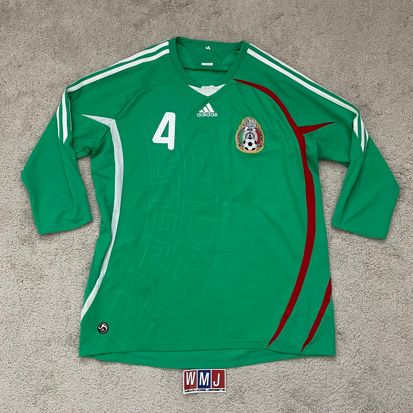 Mexico 2008/09 home 3/4 SLEEVES x Rafa Marquez #4 (XL) *has some holes and stains*