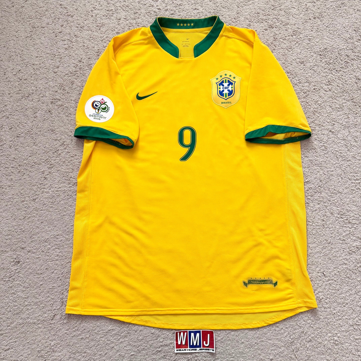 Brazil 2006 World Cup home x Ronaldo Nazario #9 (XL)
