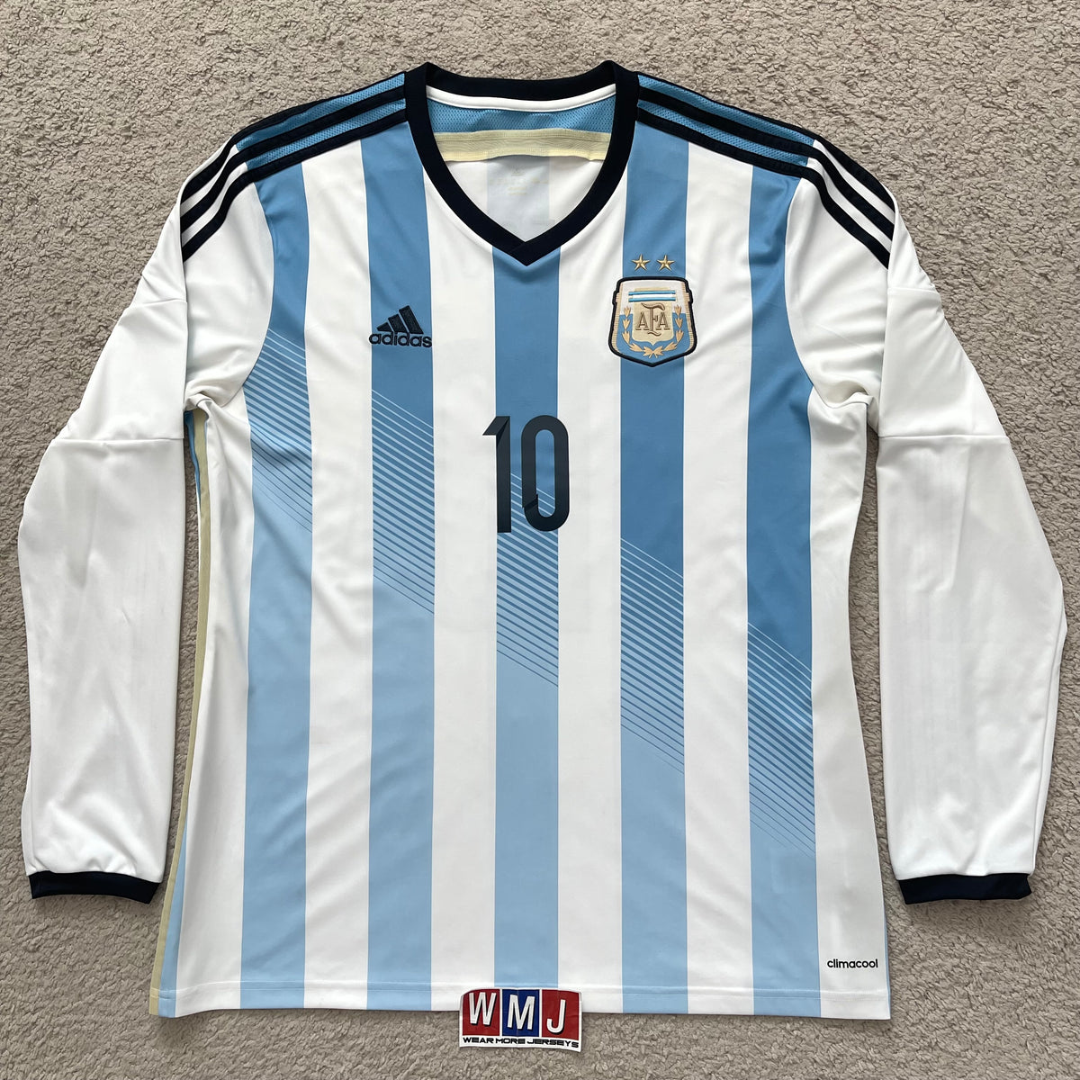 Argentina 2014 World Cup home LONG SLEEVES x Messi #10 (XL)