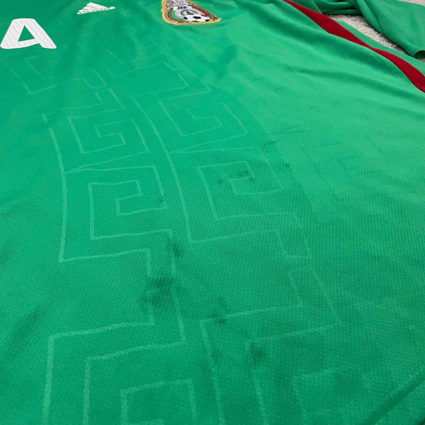 Mexico 2008/09 home 3/4 SLEEVES x Rafa Marquez #4 (XL) *has some holes and stains*