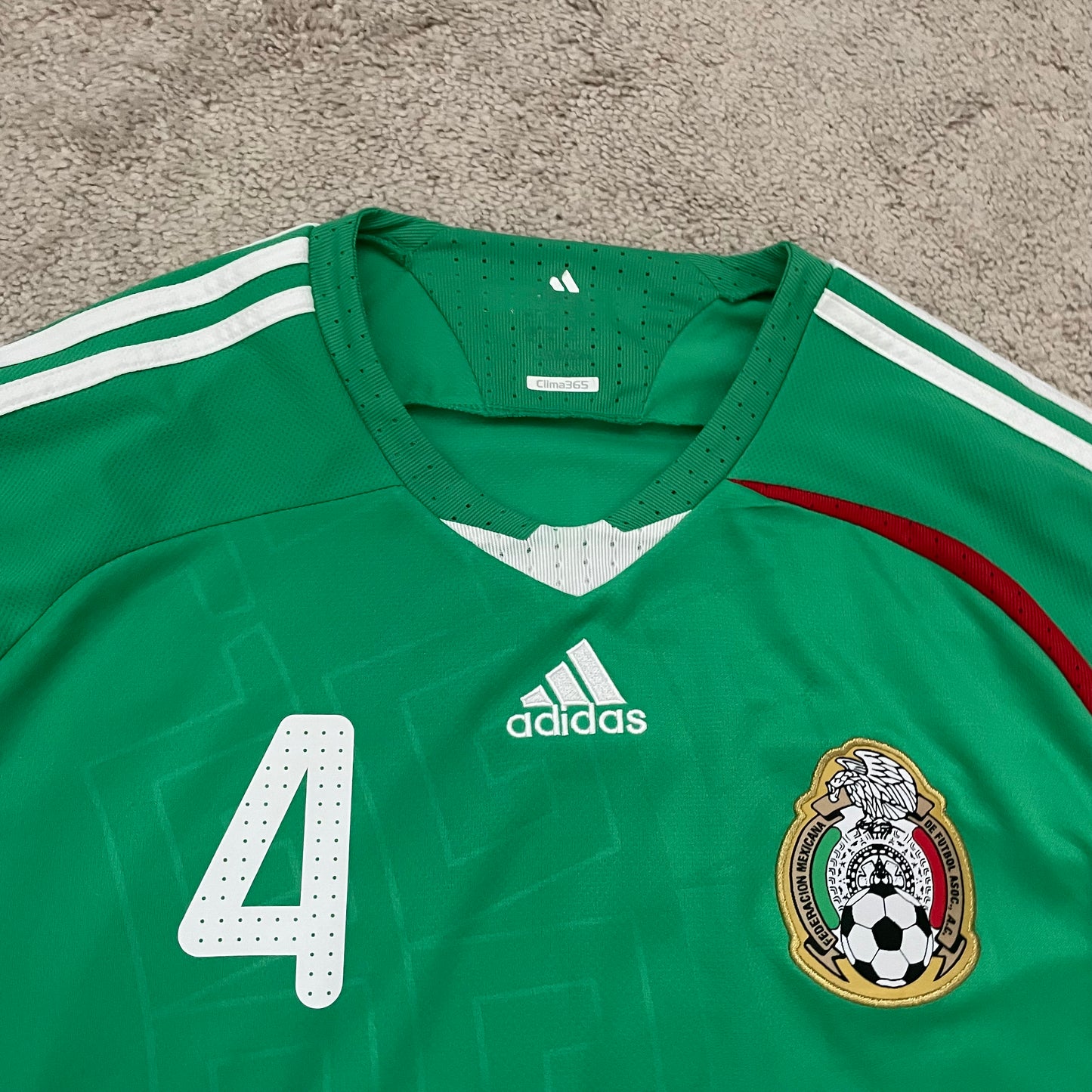 Mexico 2008/09 home 3/4 SLEEVES x Rafa Marquez #4 (XL) *has some holes and stains*