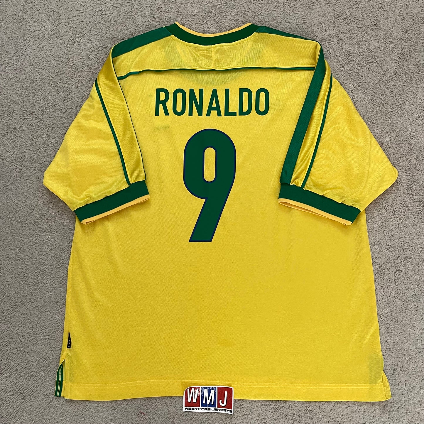 Brazil 1998 World Cup home x Ronaldo Nazario #9 (XL)