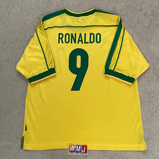 Brazil 1998 World Cup home x Ronaldo Nazario #9 (XL)