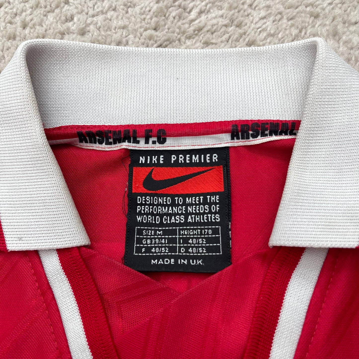 Arsenal 1996/98 home x David Platt #7 (M)