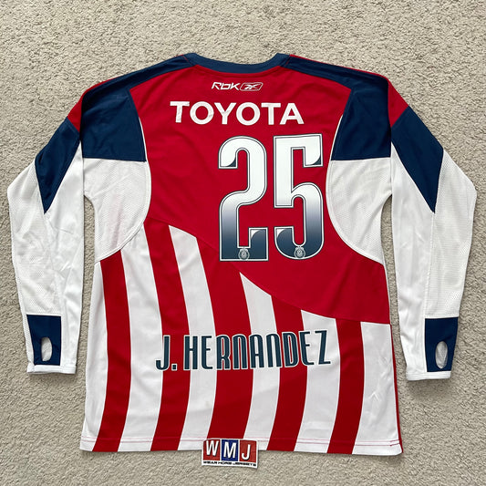 Chivas de Guadalajara 2007/08 home LONG SLEEVES x Chicharito Hernandez #25 (M)