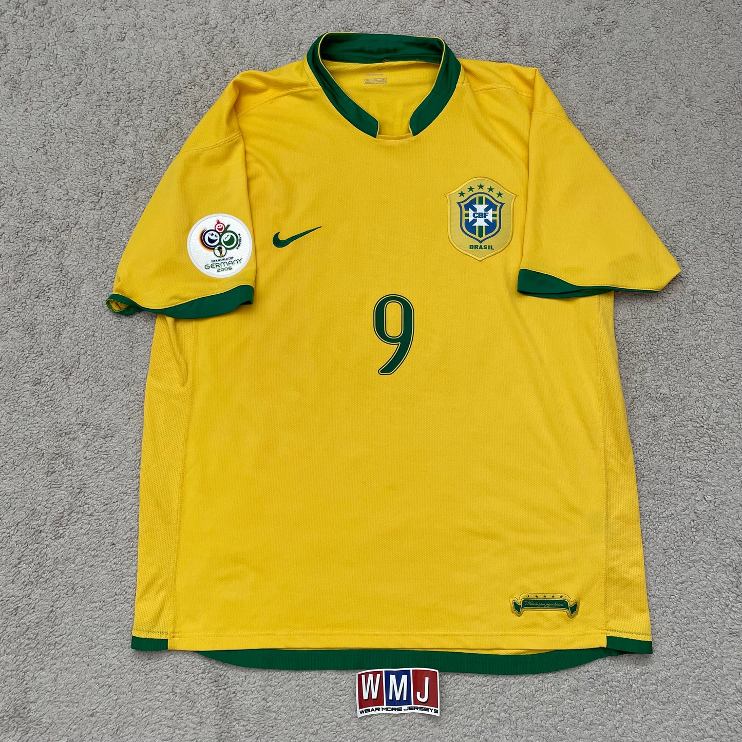 Brazil 2006 World Cup home x Ronaldo Nazario #9 (XL)