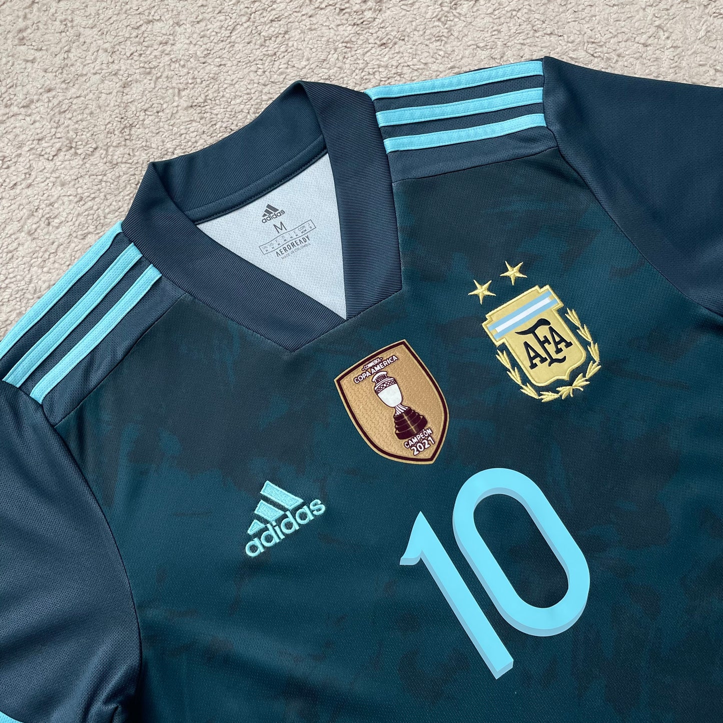 Argentina 2021 Copa America Champions away x Messi #10 (M)