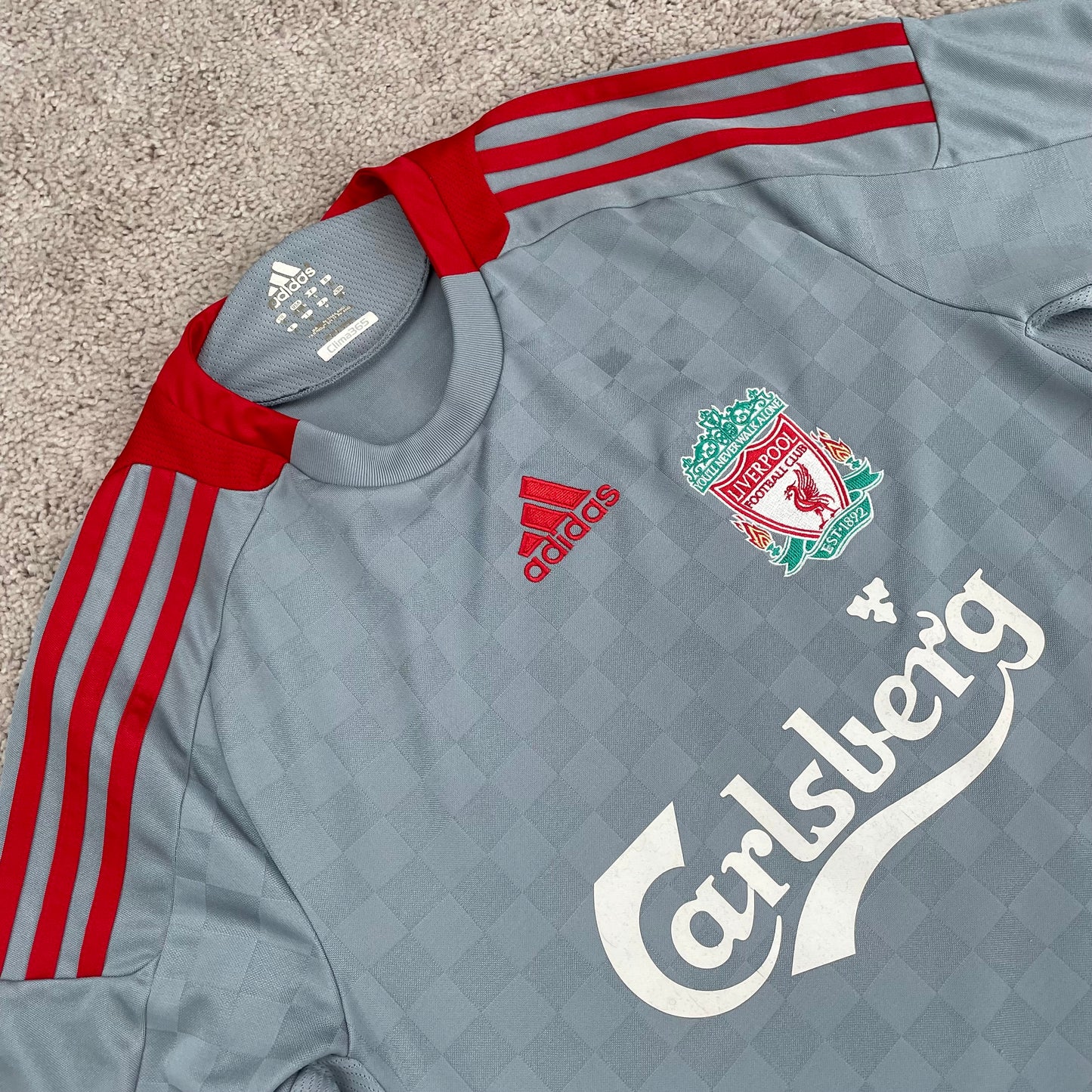 Liverpool 2008/09 away x Xabi Alonso #14 (S) *sticky Carlsberg sponsor*