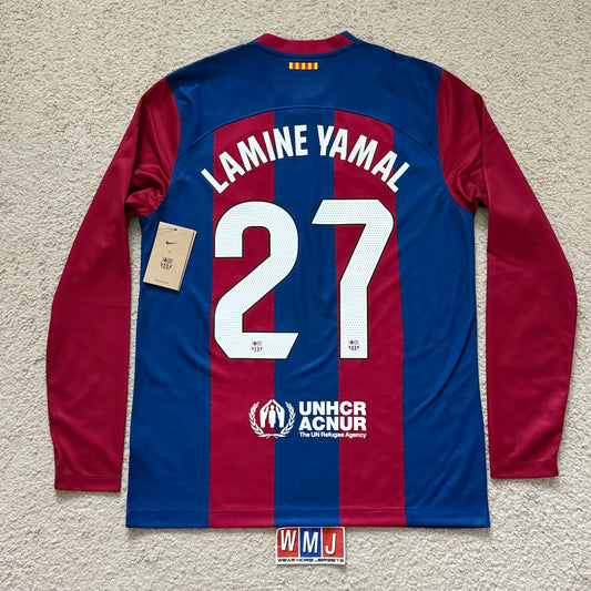 Barcelona 2023/24 home LONG SLEEVES x Lamine Yamal #27 (M) *BRAND NEW WITH TAGS