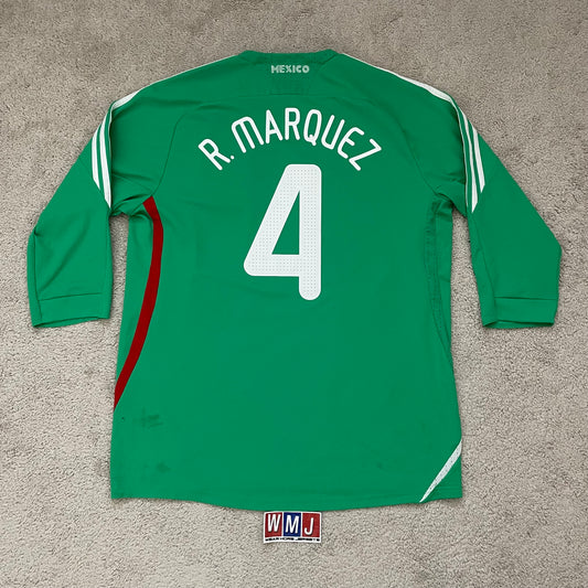 Mexico 2008/09 home 3/4 SLEEVES x Rafa Marquez #4 (XL) *has some holes and stains*